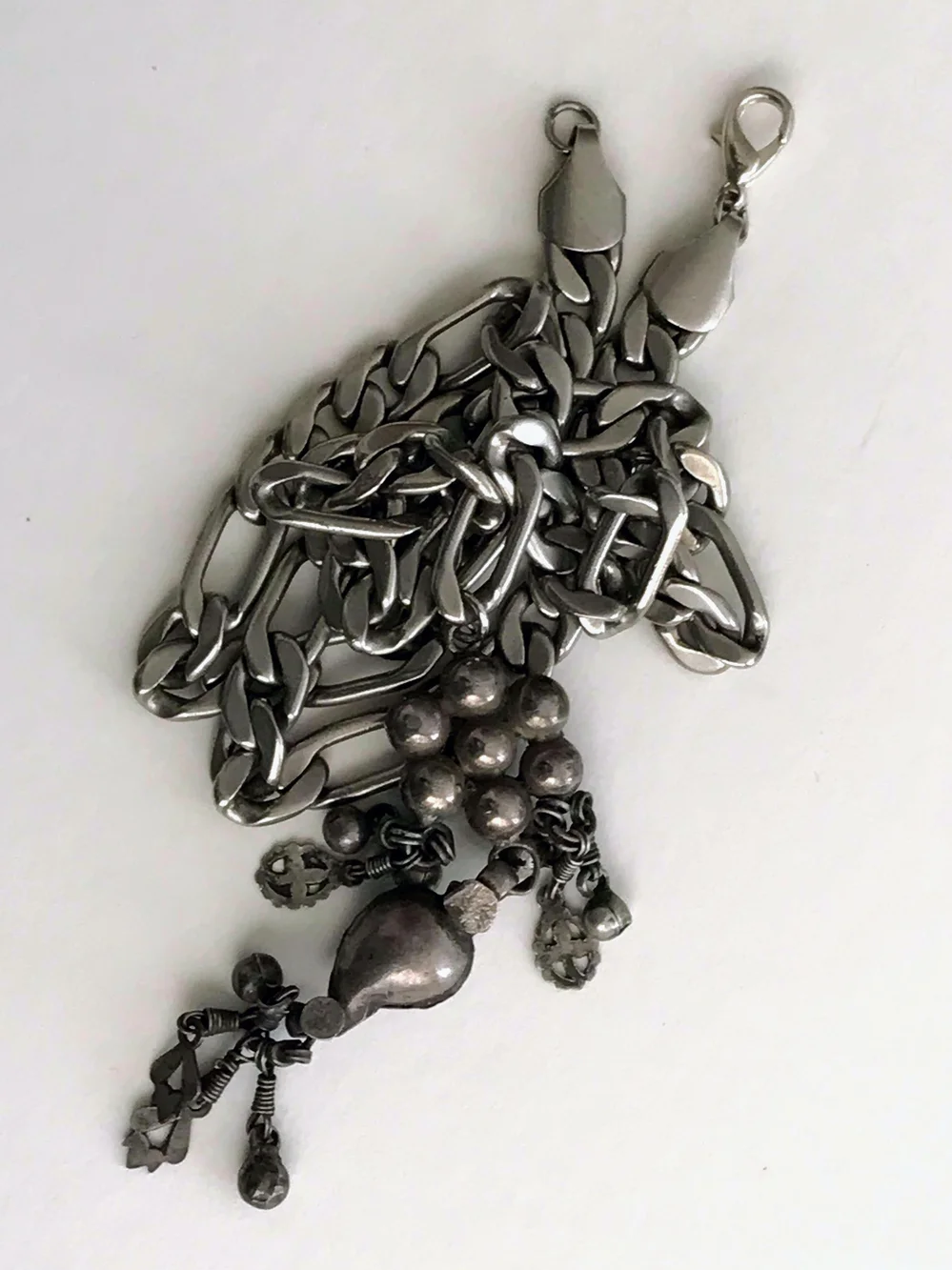 Unisex Silver Chain And Pendant Necklace